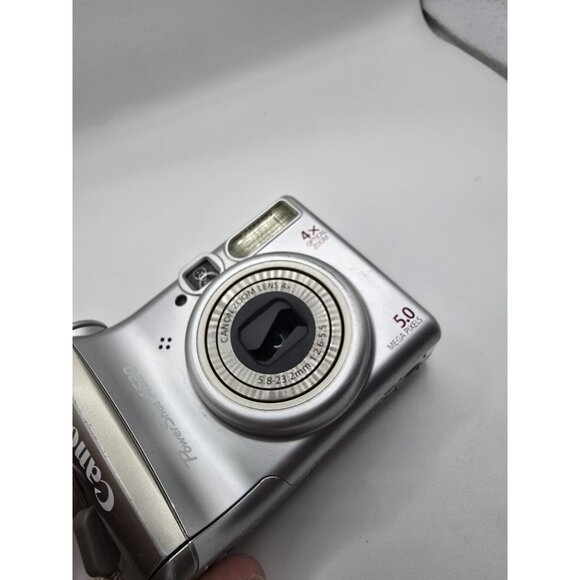 Canon PowerShot A530 5.0MP Digital Camera Silver READ-Small Black Line On Screen - Picture 9 of 16